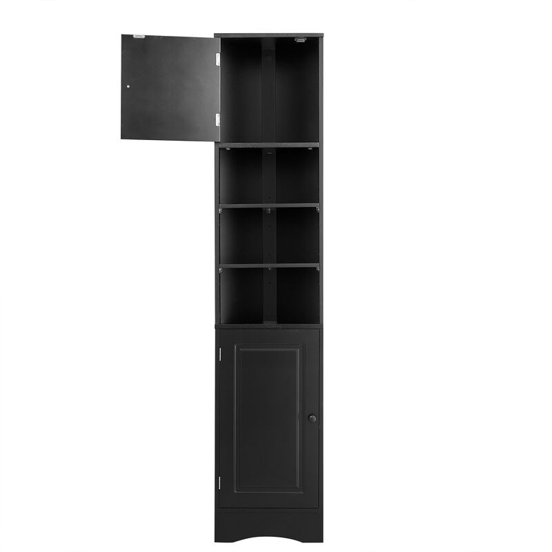 Whisen Multi-Functional Verticle Corner Cabinet, Tall Bathroom Storage Cabinet with Two Doors and Adjustable Shelves image number 9