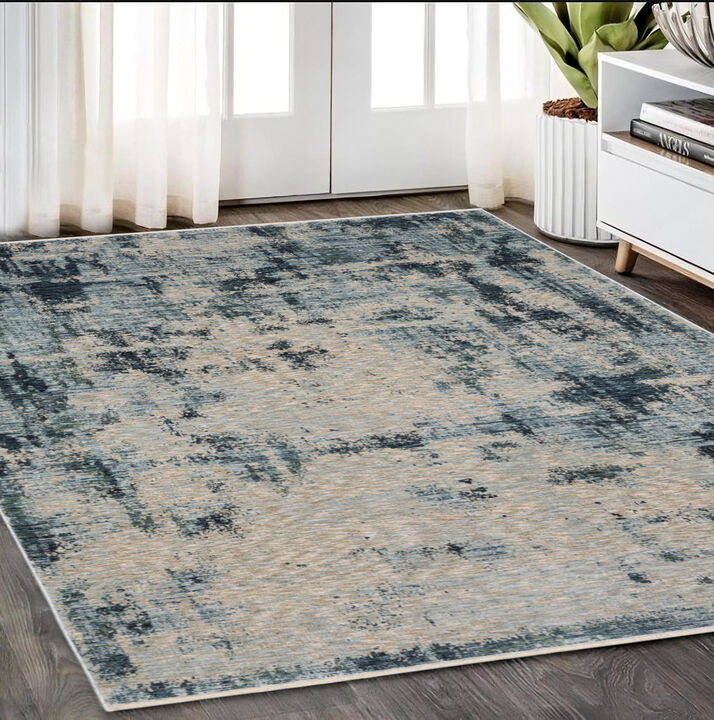 HomeRoots Abstract Distressed Area Rug With Fringe