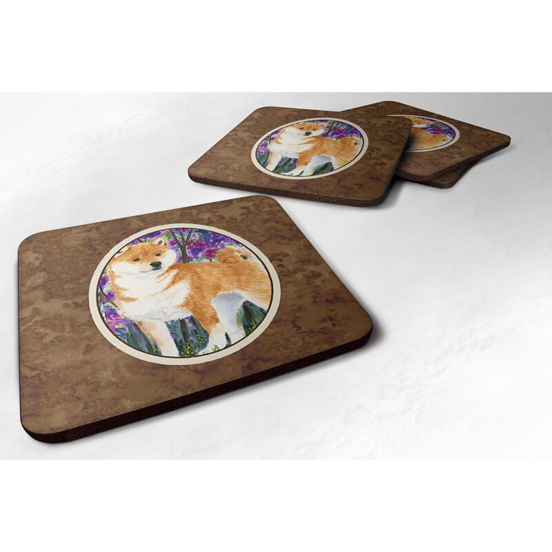 Caroline's Treasures SS8061FC Shiba Inu Foam Coasters (Set of 4), 3.5 H x 3.5 W, Multicolor image number 0