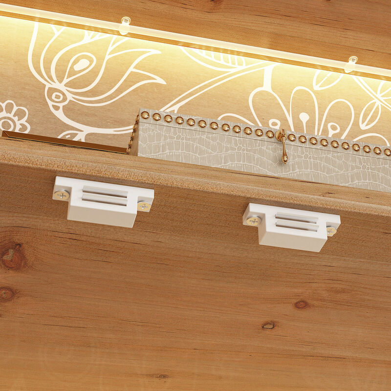 FUFU&GAGA Modern Display Cabinet with LED Light, Tempered Glass & Metal Handles – Pinewood and MDF Construction, (31.1" W x 15.7" D x 74.2" H), Brown