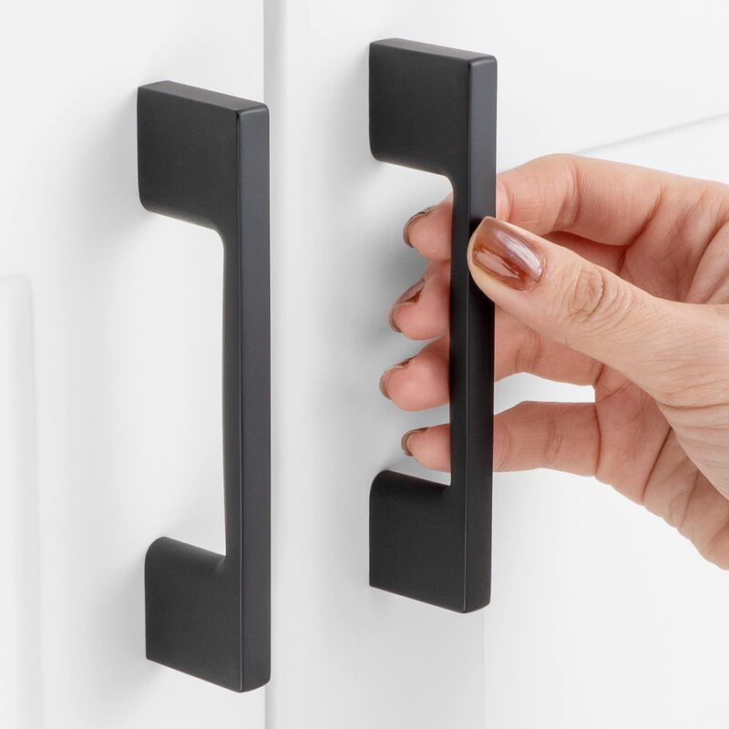 ASKANO, 3 Inch Hole Centers, Black Wide Foot Kitchen Cabinet Pull Handle ZP2205 | Pack of 10, Solid Hardware for Drawer, Dresser