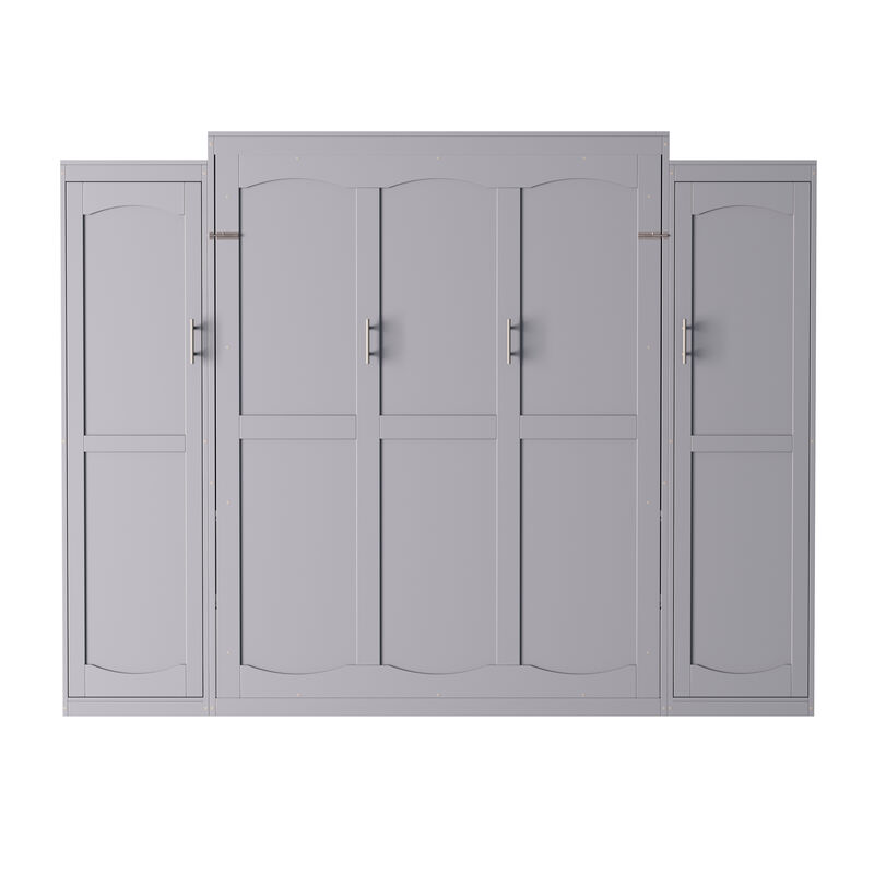 Merax Murphy Bed with 2 Wardrobe and Storage Shelf