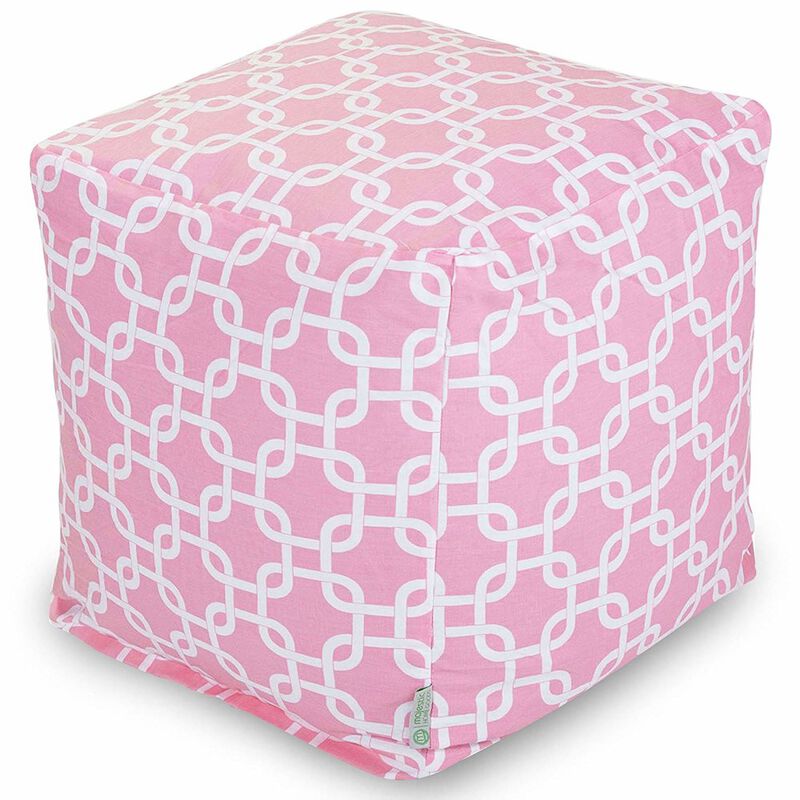 Majestic Home Goods Cube Pouf Links Soft Pink