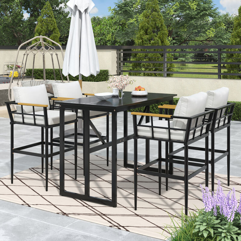 Merax Outdoor Metal Frame Dining Set for Patio, Balcony or Backyard