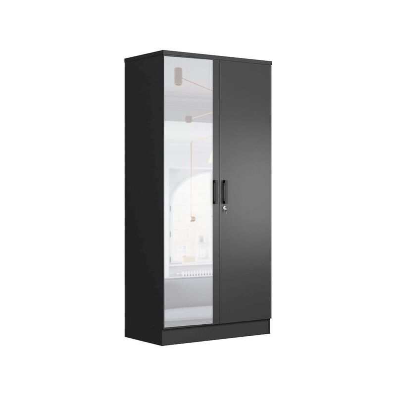 2 Doors Wardrobe Mirrored Door