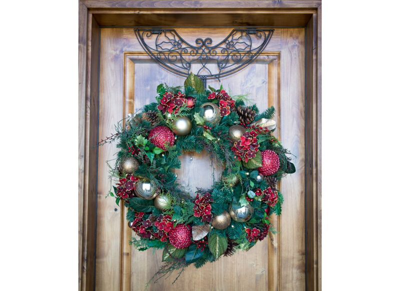 24" Brown Holly Berry Adjustable Christmas Wreath Hanger