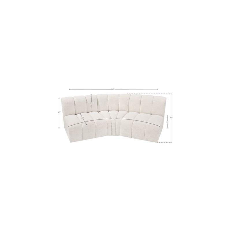 Meridian Furniture Arc Cream Boucle Fabric Modular Sofa