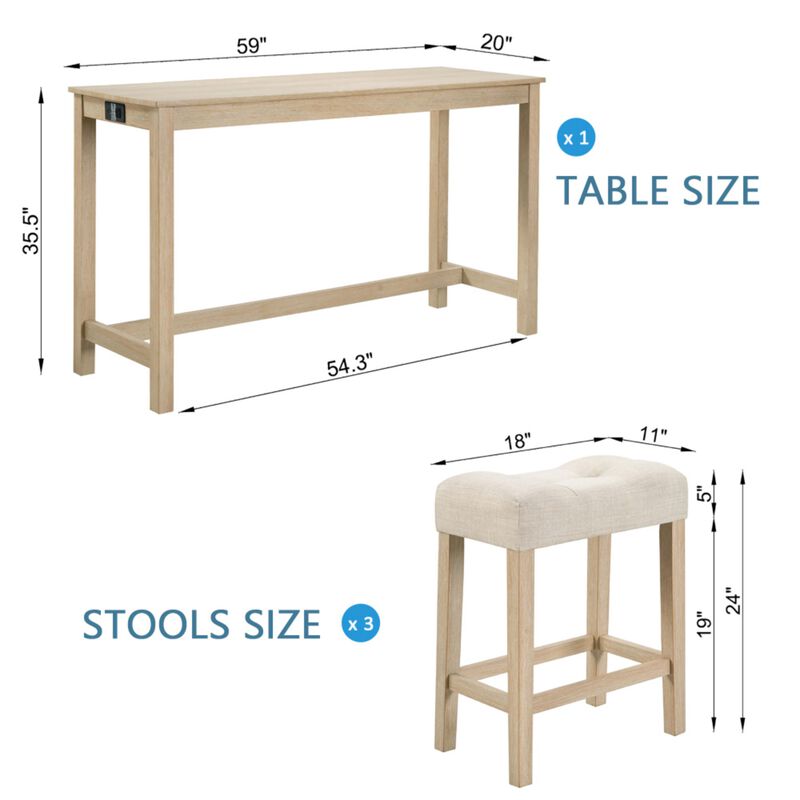 Kepfuf 4‑Piece Farmhouse Bar Table Set image number 9