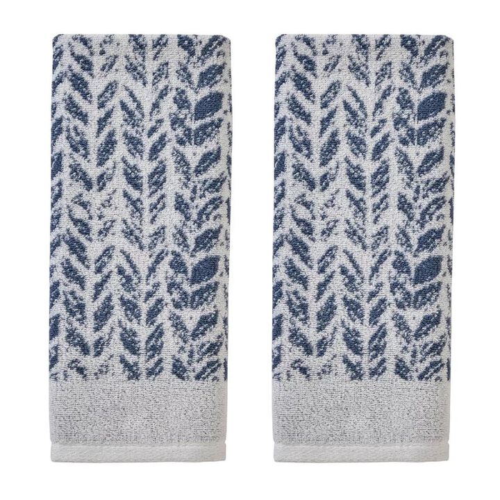 SKL Home Distressed Leaves Hand Towels - Set of 2 - 16x26", Gray