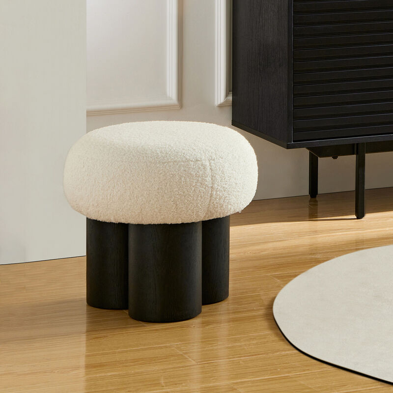 GOODSILO Versatile Mushroom Stool with Plush Wool Seat - Compact Multi-Functional Footrest and Accent Furniture Piece image number 7