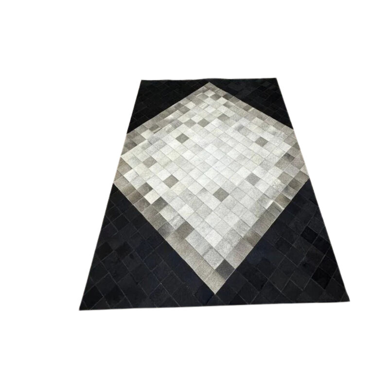 Grey Area Rug, Genuine Cowhide Patchwork Carpet image number 0