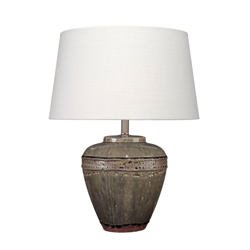 Avo Accent Table Lamp, White Linen, Antique Ceramic Design 25 Inch