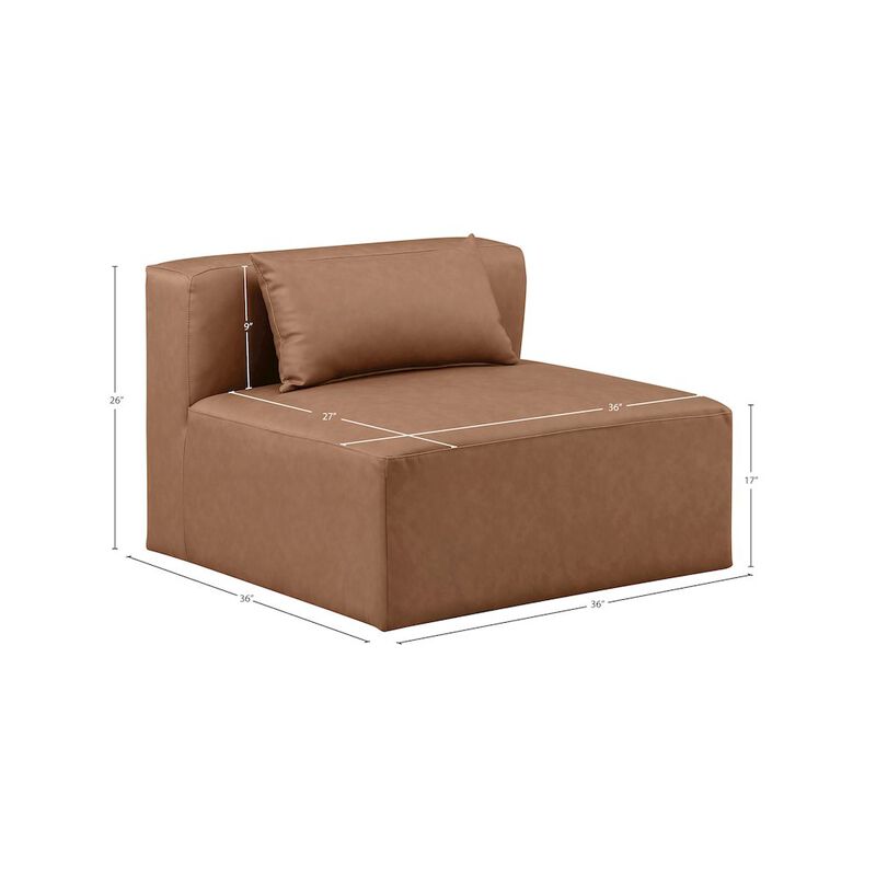 Meridian Furniture Cube Brown Vegan Leather Armless Chair