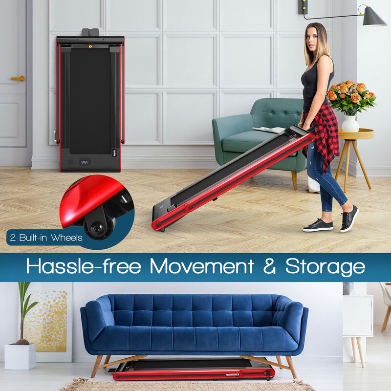 2 in 1 Portable Folding Treadmill with Dual LED Display for Walking and Exercise image number 5