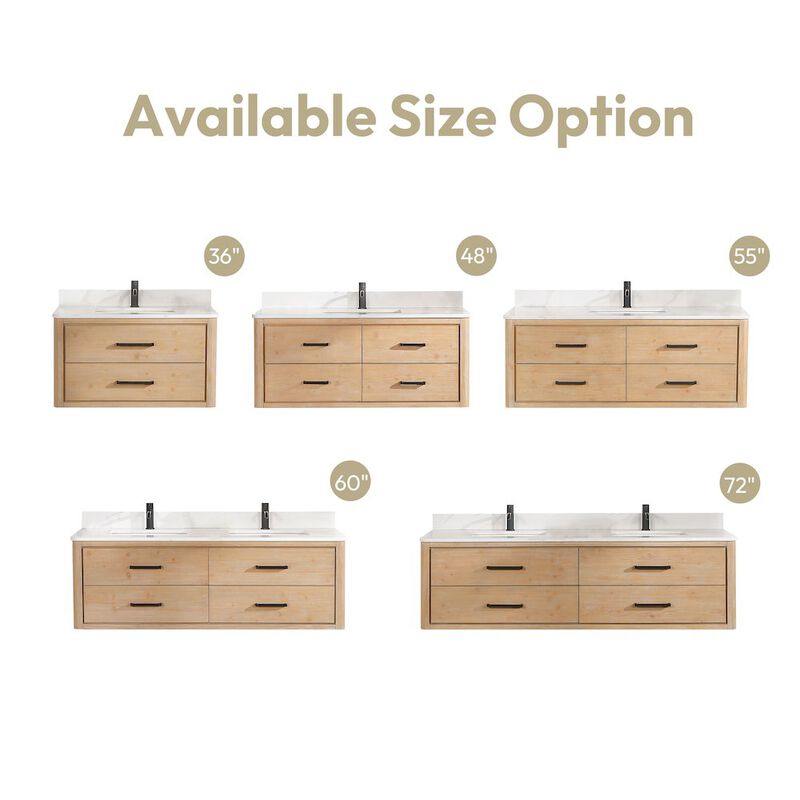 Vinnova Design Cristo 48 Floating Single Bath Vanity in Fir Wood Brown