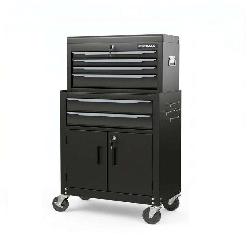 2-in-1 Rolling Tool Storage Cabinet with Drawers and Hooks image number 0