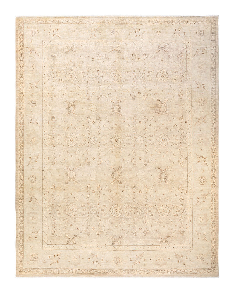 Eclectic, One-of-a-Kind Hand-Knotted Area Rug  - Ivory, 8' 2" x 10' 4" image number 1