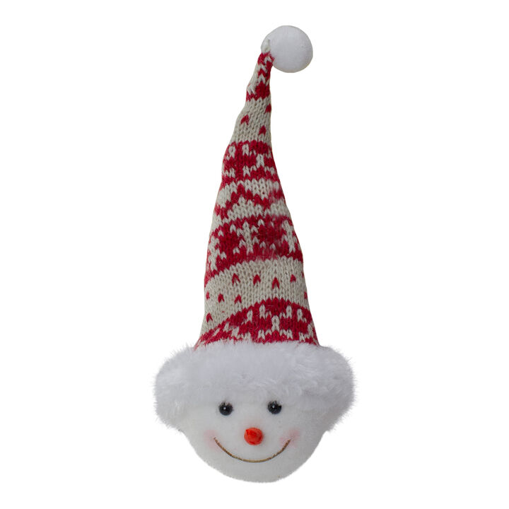 7" Smiling Snowman Head Wearing A Winter Hat Christmas Ornament