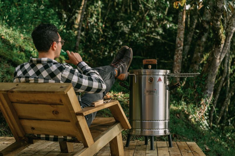 3-in-1 Stainless Steel Smoker Barrel Grill Premium &ndash; Portable Charcoal BBQ with Thermometer, 12 lbs Outdoor Cooking Smoker for Camping, Backyard & Home BBQ INGRILL image number 5