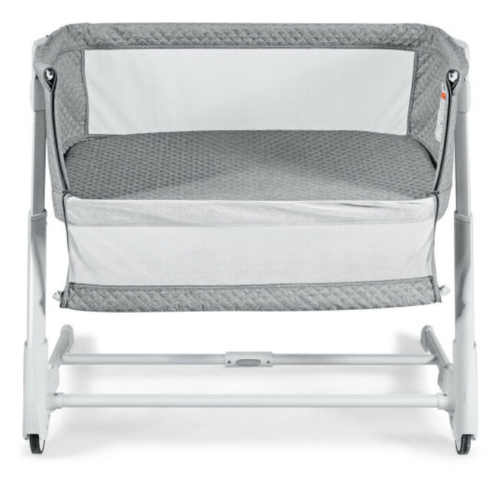 Baby Height Adjustable Bassinet w/ Washable Mattress-Gray