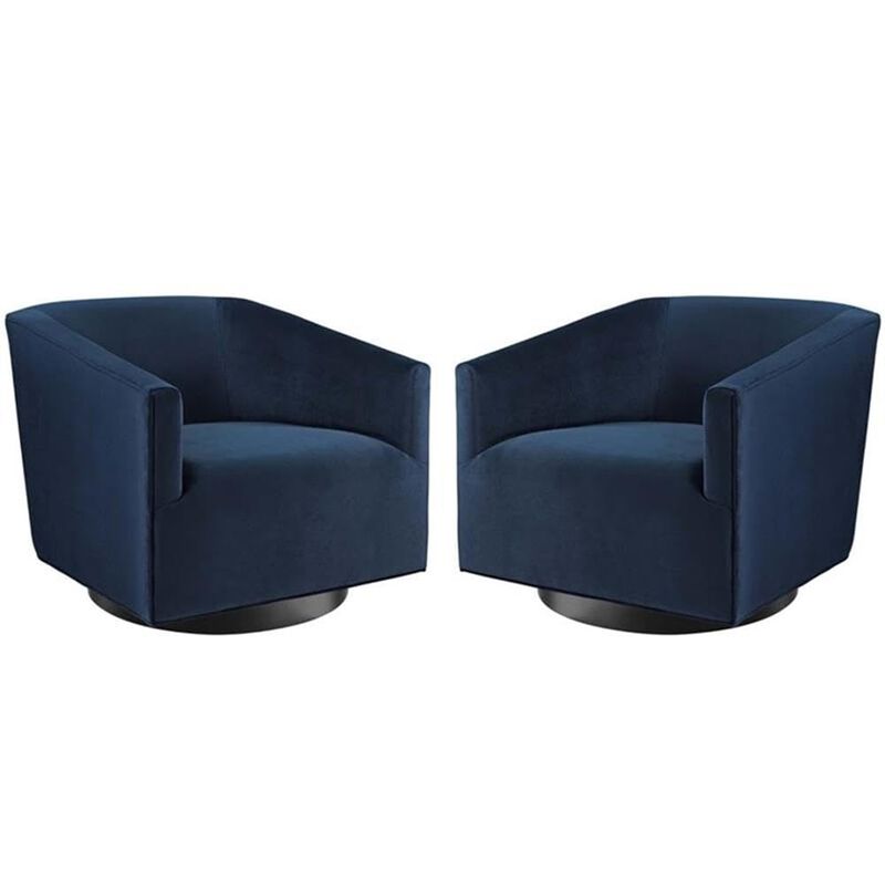 Modway EEI-4427-MID Twist Swivel Chair Performance Velvet Set of 2, Midnight Blue image number 0
