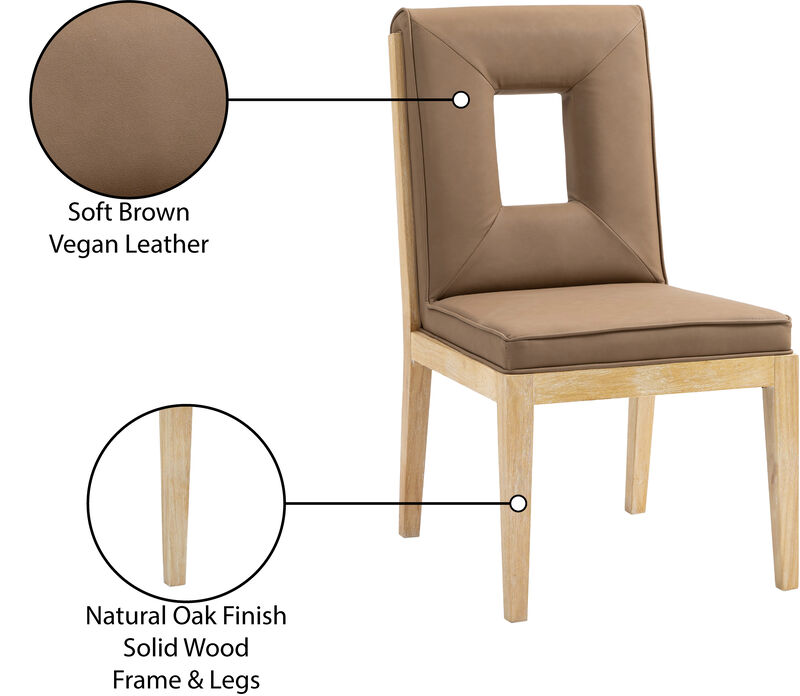 Meridian Furniture Gwendolyn Brown Vegan Leather Dining Side Chair, Set of 2