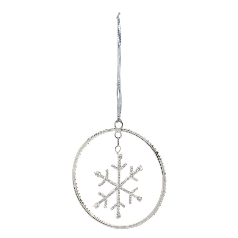 Set of 12 Metal Snowflake Ornaments with Jewel Detail for Festive Tree Styling
