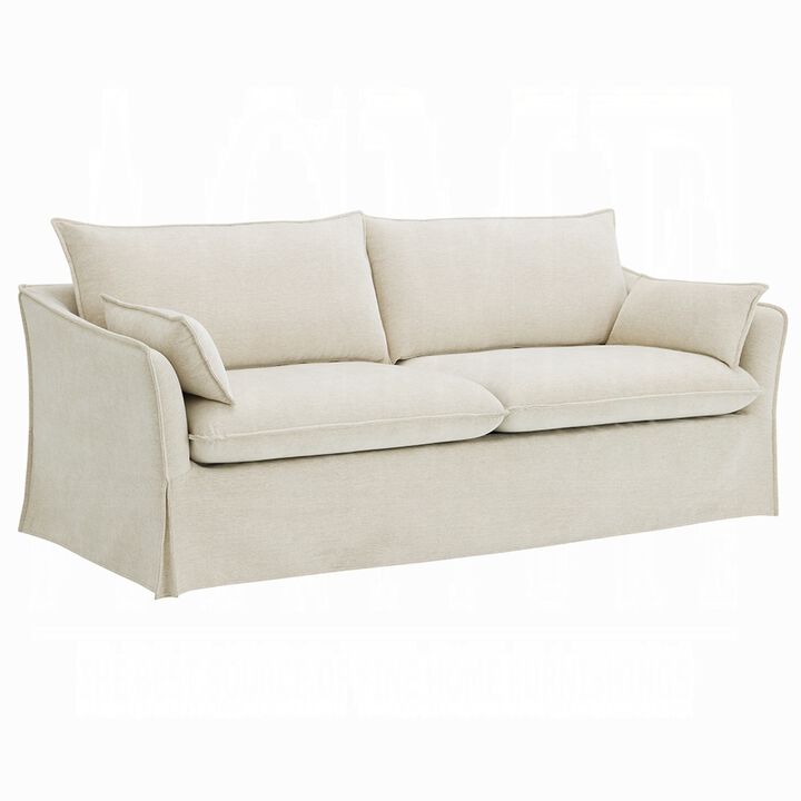 Seya Modern Sofa with 2 Pillow, Beige Linen Plush Cushions, 82 Inch