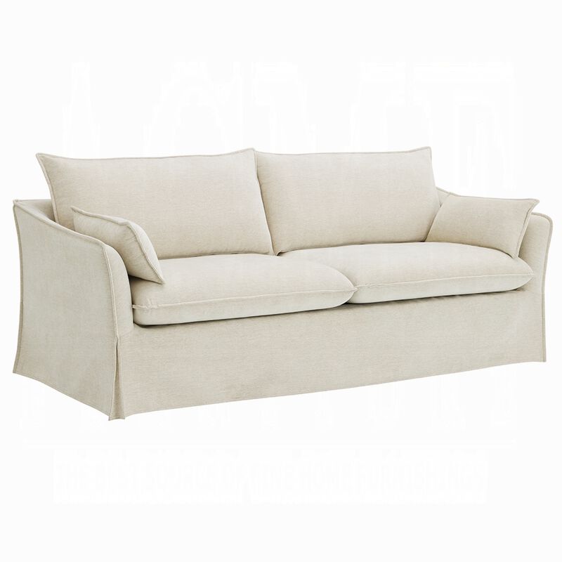 Seya Modern Sofa with 2 Pillow, Beige Linen Plush Cushions, 82 Inch image number 0