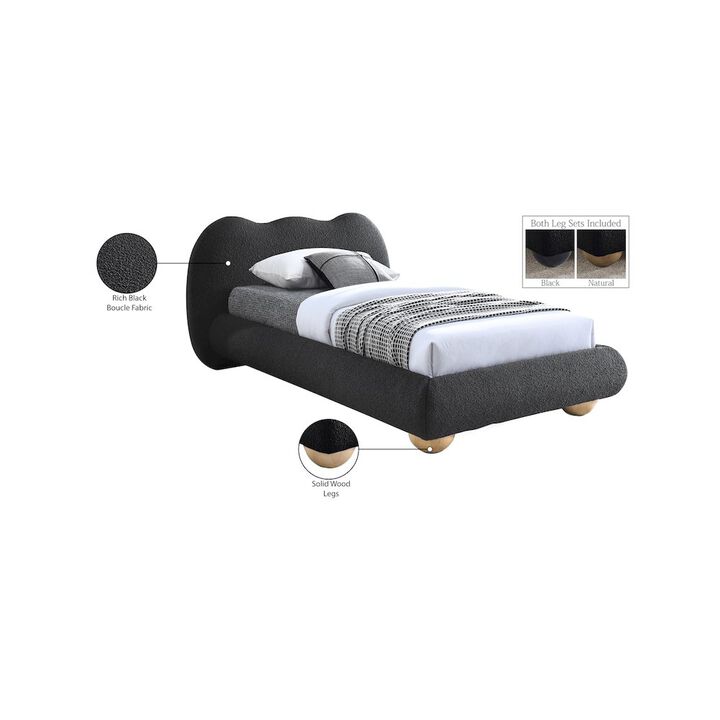 Meridian Furniture Hyde Black Boucle Fabric Twin Bed