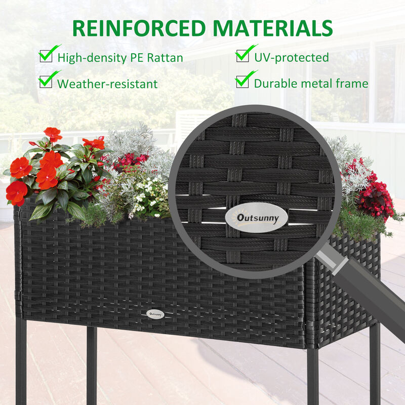 Hivvago Wicker Raised Garden Planter with Rack Shelf image number 4