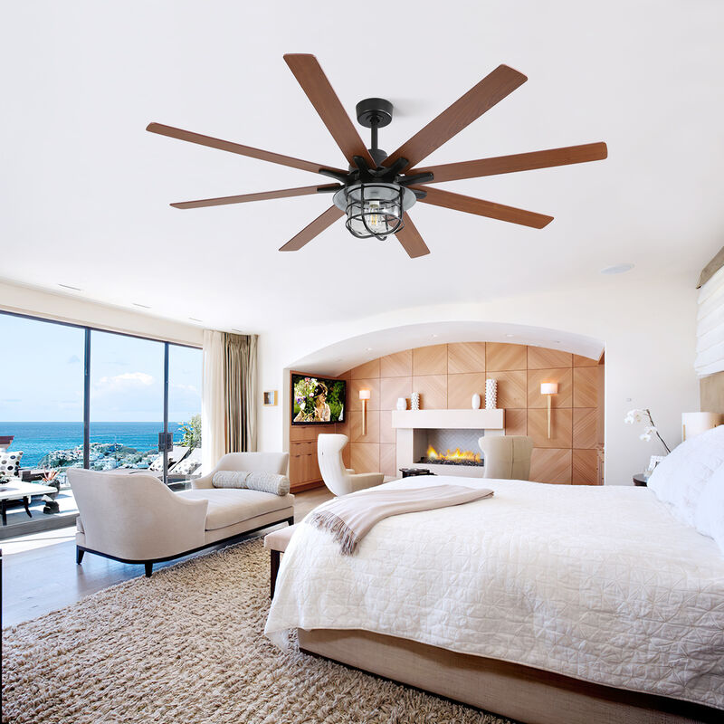 Modern 66 Inch Ceiling Fan With 6 Speed Wind 8 Blades Remote Control Reversible DC Motor With Light image number 2