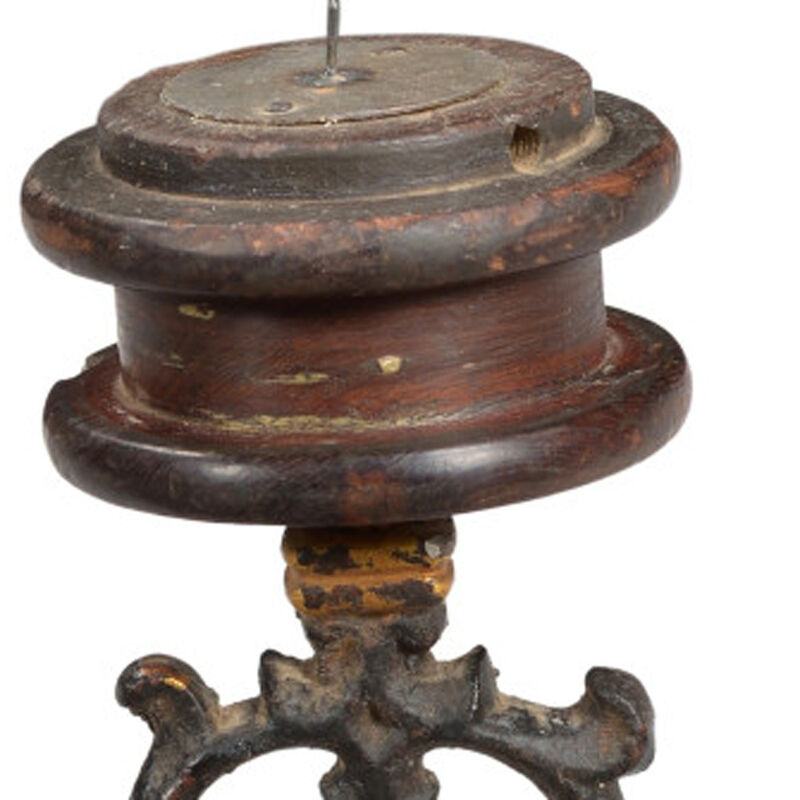 HomeRoots 16" Black Distressed Floral Metal Tabletop Tealight Candle Holder image number 3