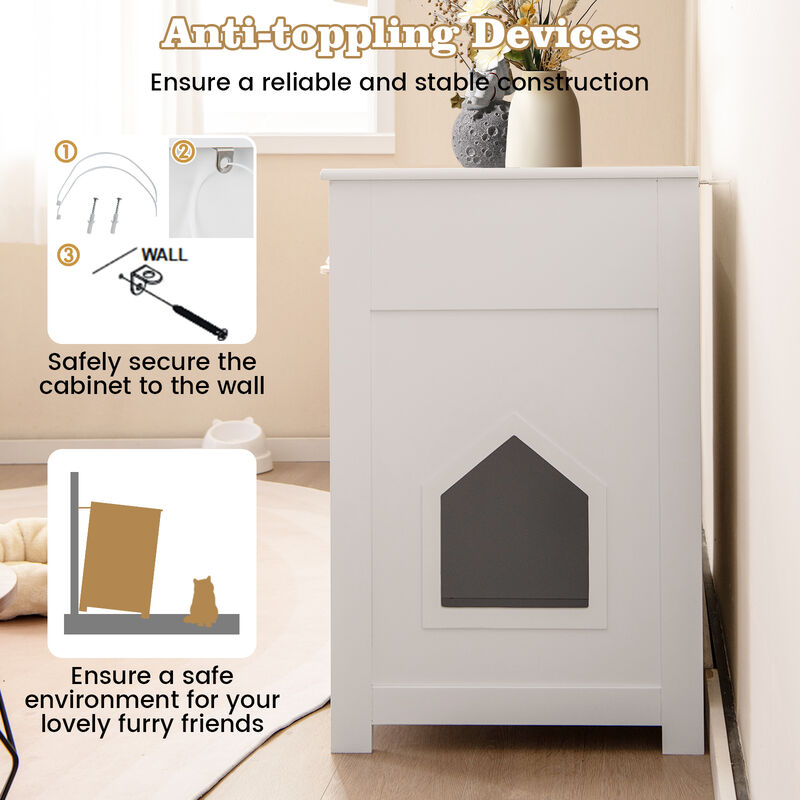 Hidden Cat Washroom Side Cabinet with 2 Drawers &ndash; Wooden Pet House & Litter Box Enclosure image number 7