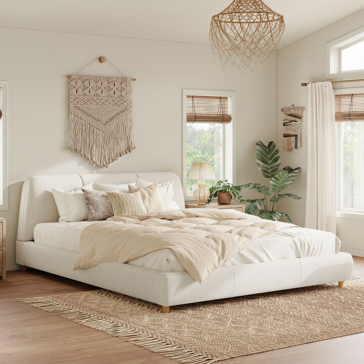 Christopher Knight Home Honour Modern Wood and Metal Platform Bed with Upholstered Headboard