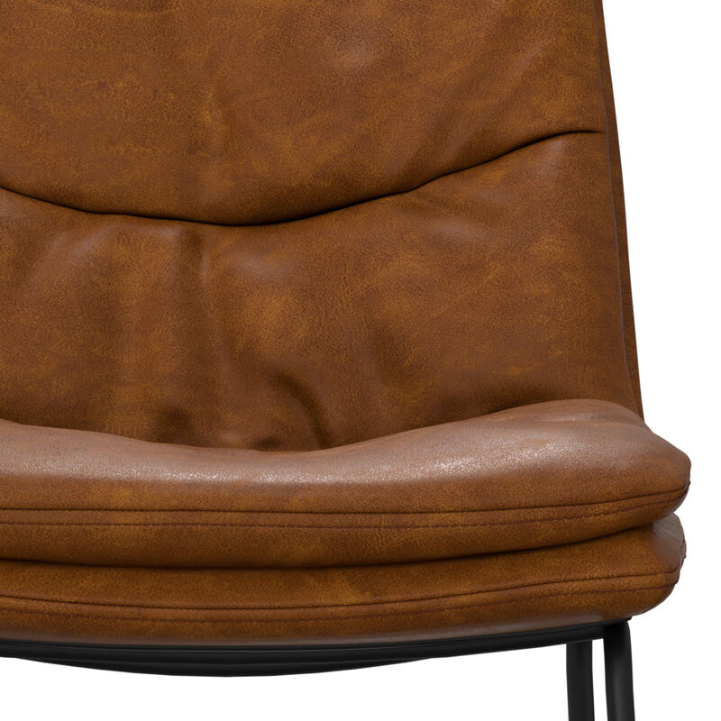 Danika Mid-Century Modern Counter Height stool (Set of 2) in Camel Brown Vegan Faux Leather