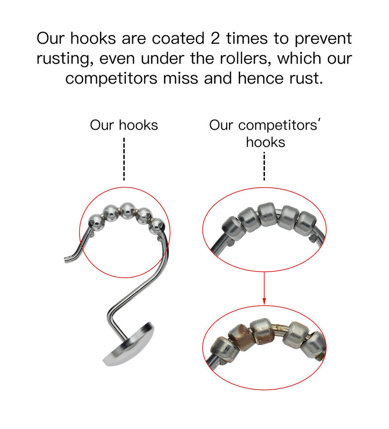 Utopia Alley Rust-Resistant Metal Shower Curtain Hooks, Smooth Glide S-Hooks with Ball End - Set of 12 image number 9