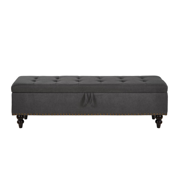 Merax Bed Bench Ottoman with Storage Beige Fabric