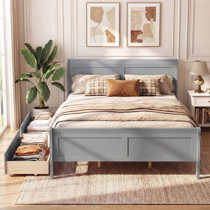 Modern Bed Frame with 2 Underbed Storage Drawers and Footboard image number 7