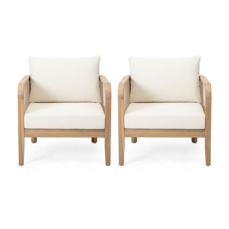 Merax (Set of 2) Outdoor Acacia Wood Patio Club Chair