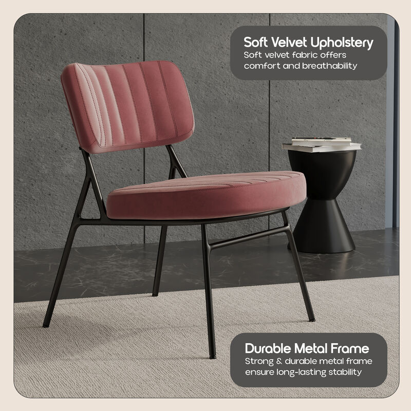 LeisureMod Marilane Velvet Accent Chair with Cushioned Upholstery – Comfortable, Stylish Chair for Living Rooms, Offices, Lounges, and Modern Spaces