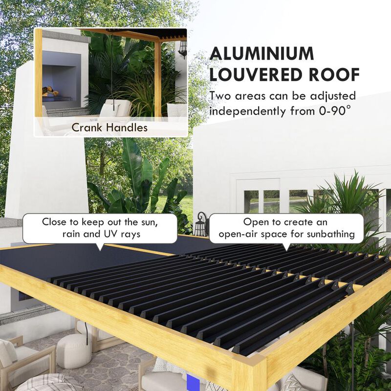 Hivvago 10x13 Outdoor Pergola with Adjustable Louvers image number 3