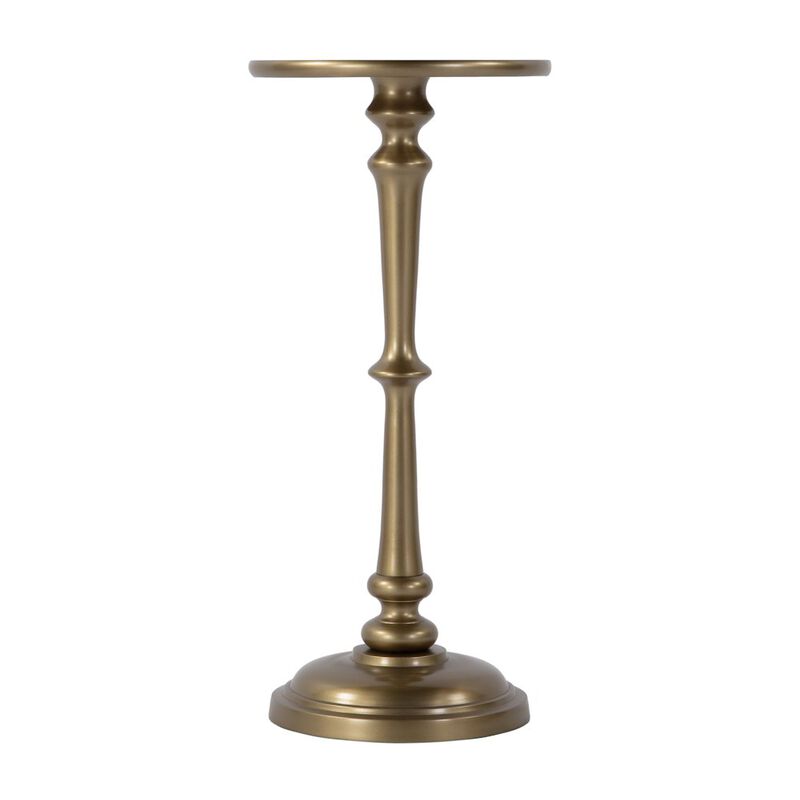 Butler Specialty Alisa 10 in. W Round All Metal Pedestal Base End Table, Antique Gold image number 2