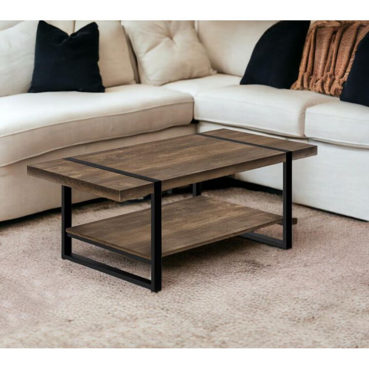 Hivvago 47 Inch Brown And Black Wood Coffee Table With Shelf