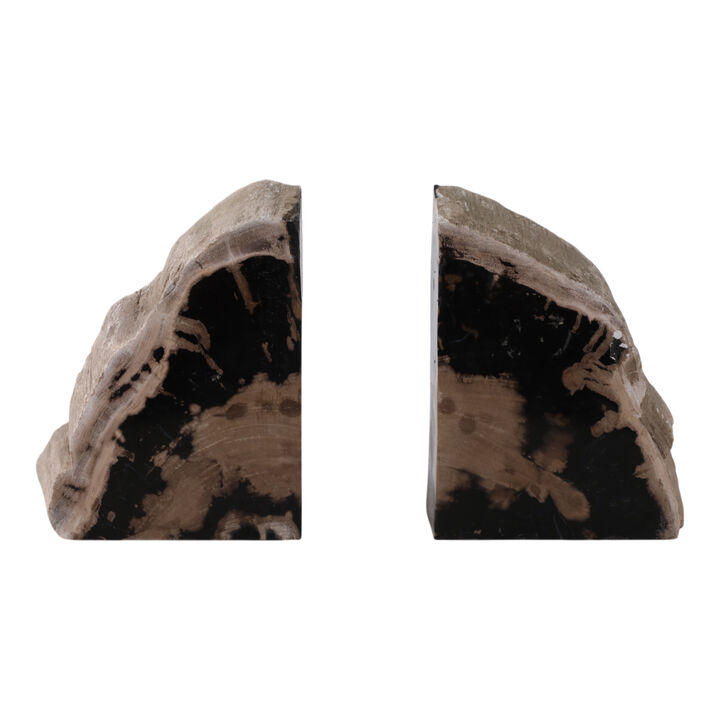 S/2 7" Petrified Wood Bookends