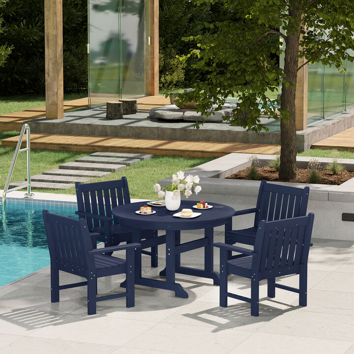 WestinTrends 5-Piece HDPE Outdoor Patio Chair and Round Table Dining Set