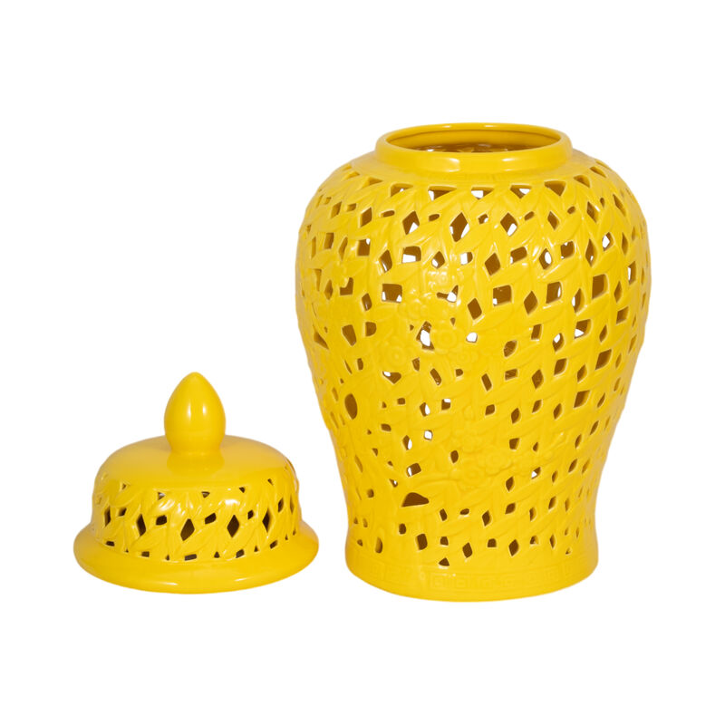 Pierced Yellow Temple Jar 24" image number 3