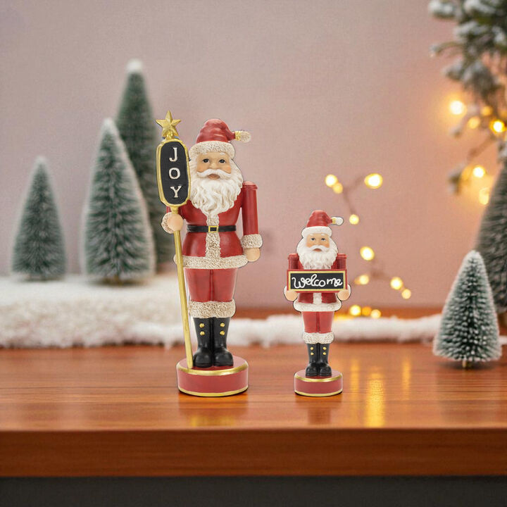 Holiday Nutcracker Figurines with Santa Design and Sentiments, Set of 2