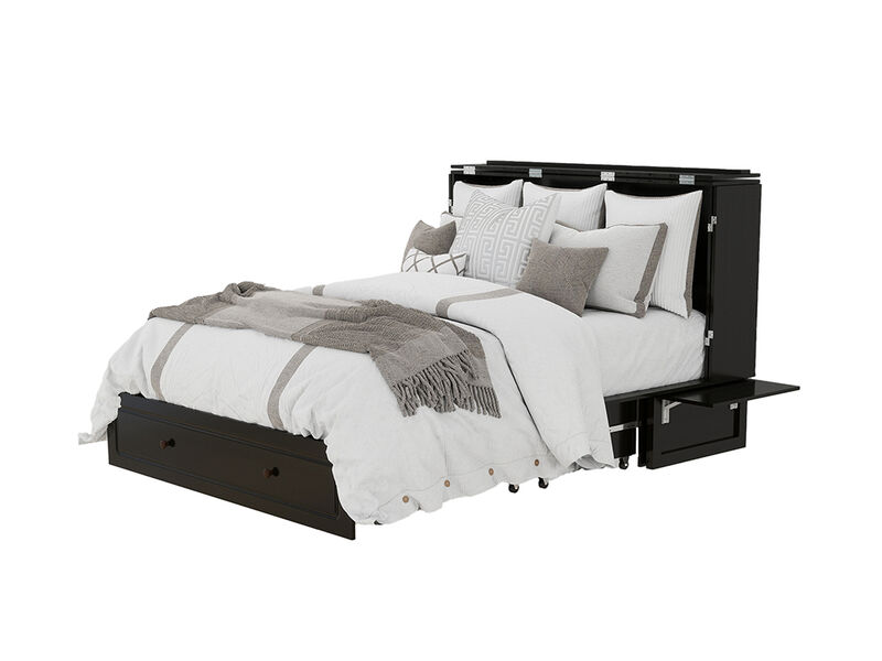 Livelylodge Wood Cabinet Murphy Bed Storage Space Drawer for Guest Room Black