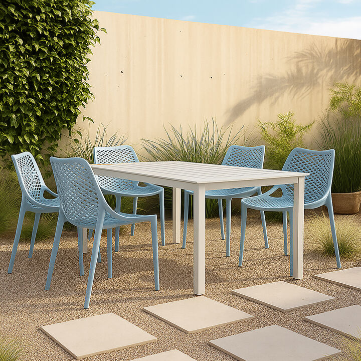 Meridian Furniture Mykonos Sky Blue Outdoor Patio Dining Chair, Set of 4